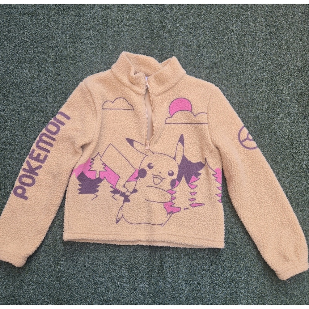 Pokémon Pikachu  Unisex  Yellow Fleece Pullover Size M (8) KIDS